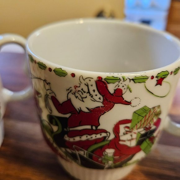 vintage santa claus stacking mugs festive porcelain graphic on both sides - Picture 4 of 7